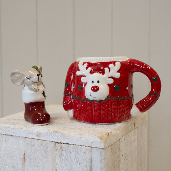 Red Christmas Sweater Ceramic Mug