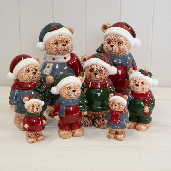Ceramic Bear in a Traditional Red Knit