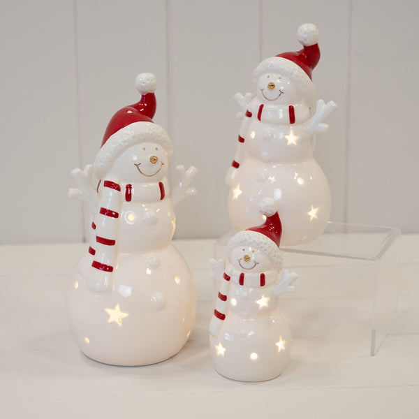 Large White Christmas LED Snowman in a Scarf