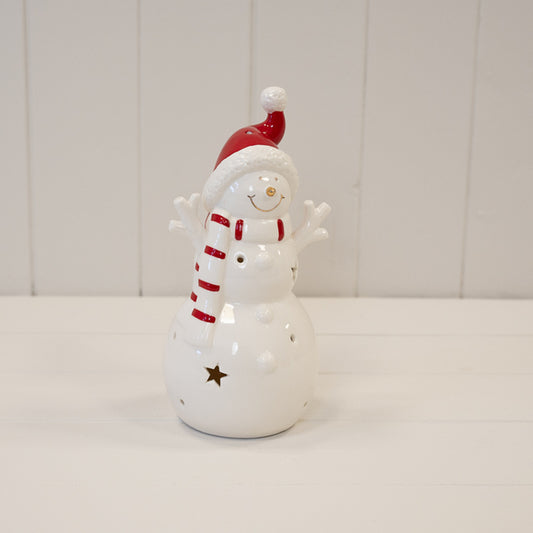 Large White Christmas LED Snowman in a Scarf