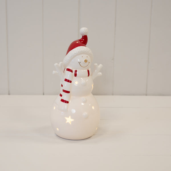 Large White Christmas LED Snowman in a Scarf