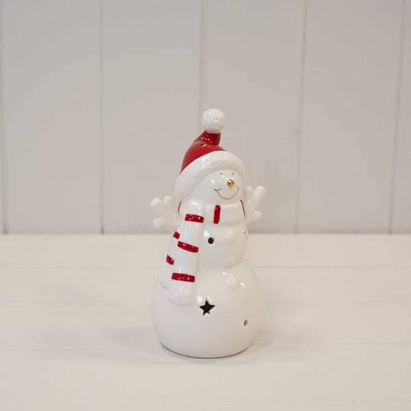 Medium White Christmas LED Snowman in a Scarf