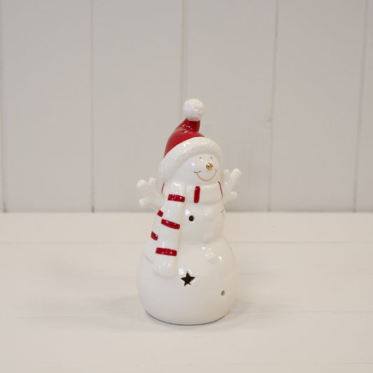 Medium White Christmas LED Snowman in a Scarf