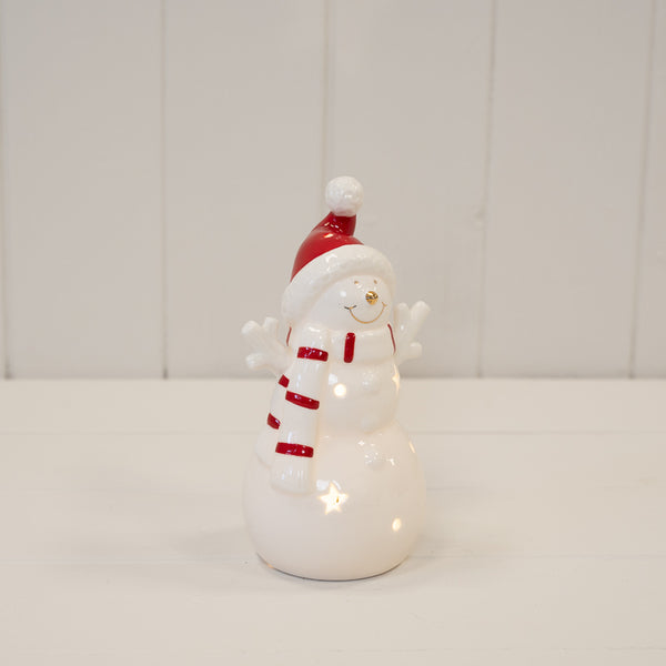 Medium White Christmas LED Snowman in a Scarf