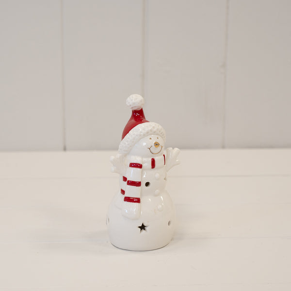 Small White Christmas LED Snowman in a Scarf