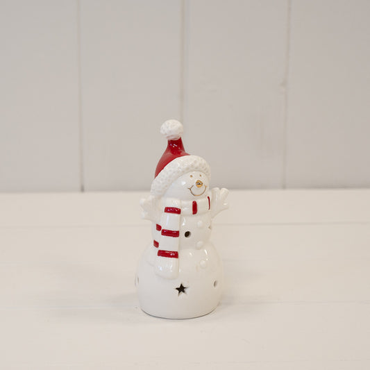 Small White Christmas LED Snowman in a Scarf