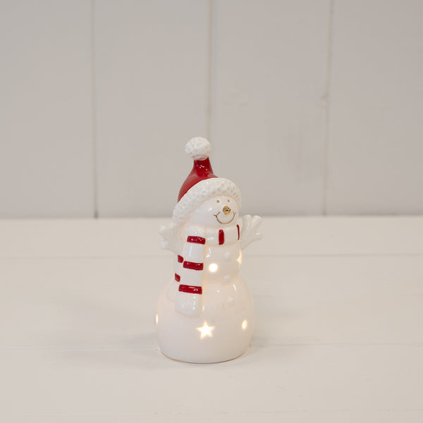 Small White Christmas LED Snowman in a Scarf