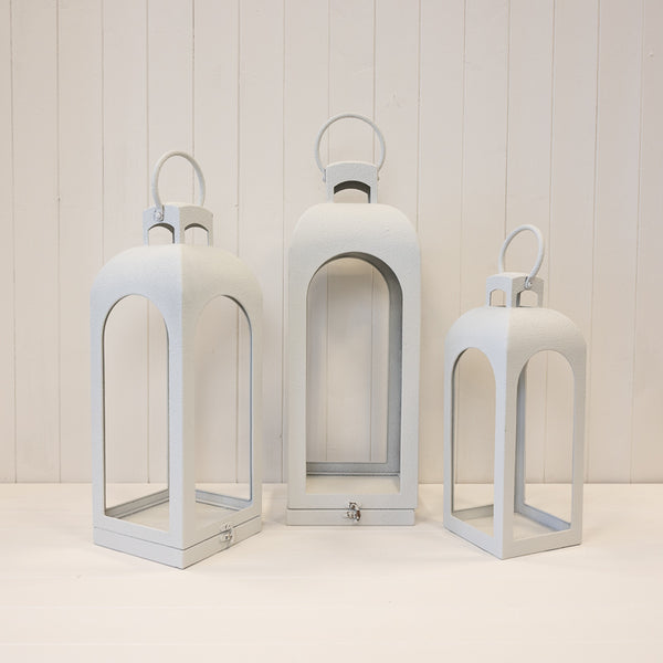 Off White Metal Open Faced Lantern
