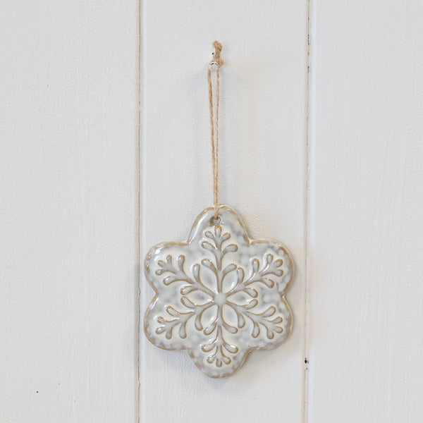 Ceramic Natural Hanging Detailed Snowflake