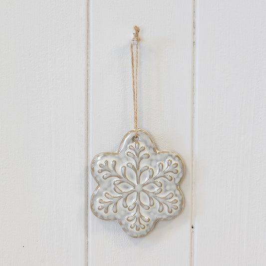Ceramic Natural Hanging Detailed Snowflake