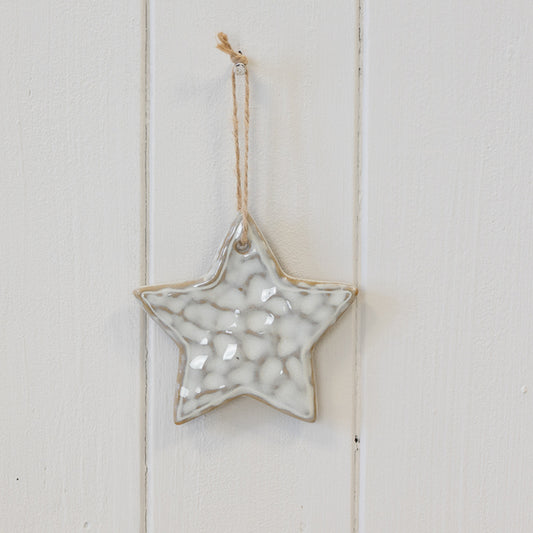 Ceramic Natural Hanging Dimpled Star Hanger