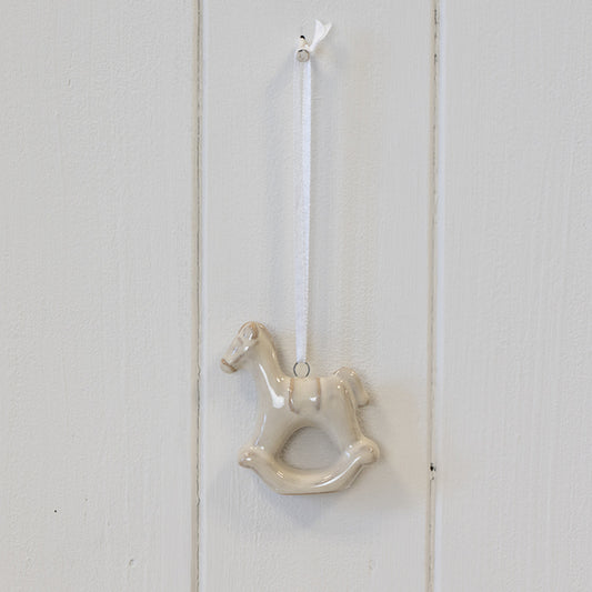 Hanging Ceramic Beige Rocking Horse