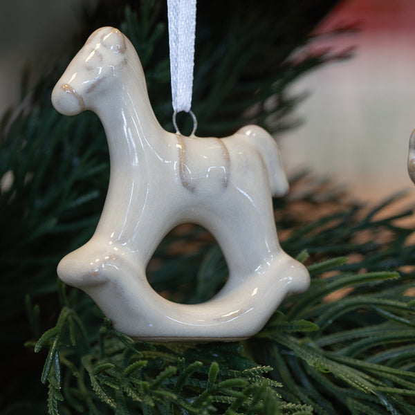 Hanging Ceramic Beige Rocking Horse