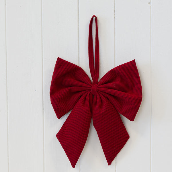 Ribbed Red Hanging Bow