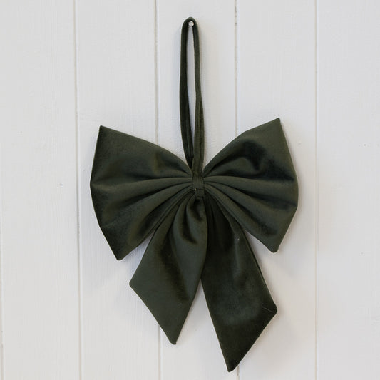 Velvet Dark Green Hanging Bow