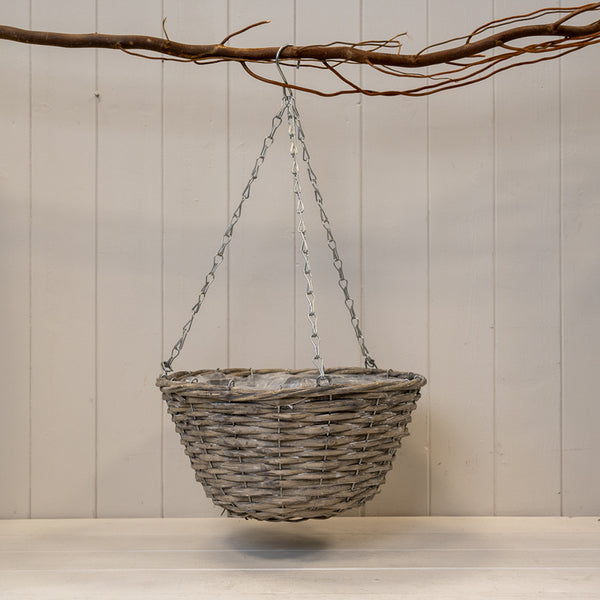 Grey Split Willow Hanging Basket