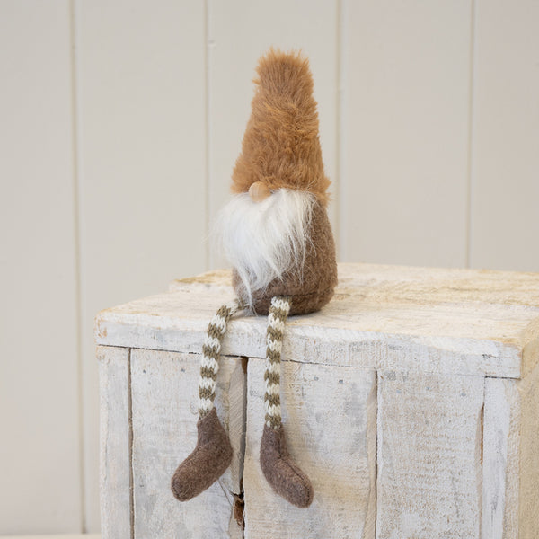 Fabric Sitting Santa Brown and Tan