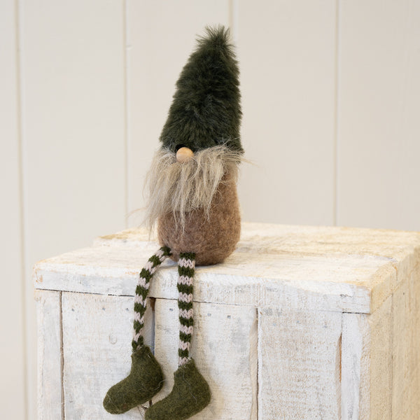 Fabric Sitting Santa Brown and Green