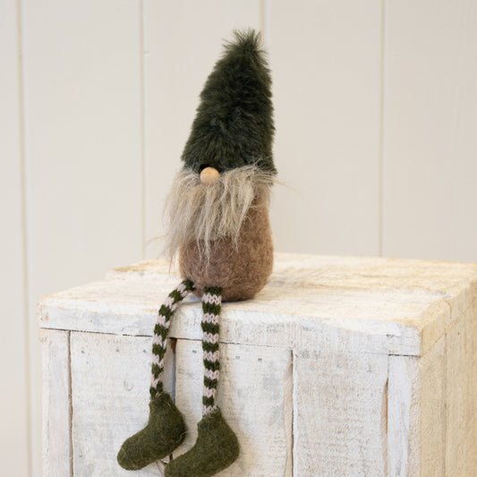 Fabric Sitting Santa Brown and Green
