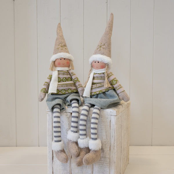 Fabric Girl in Winter Sweater Natural and Grey