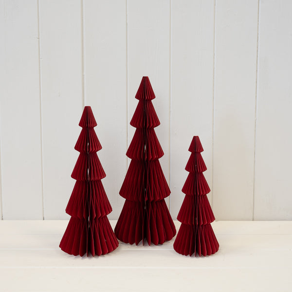 Set of 3 Red Standing Paper Trees