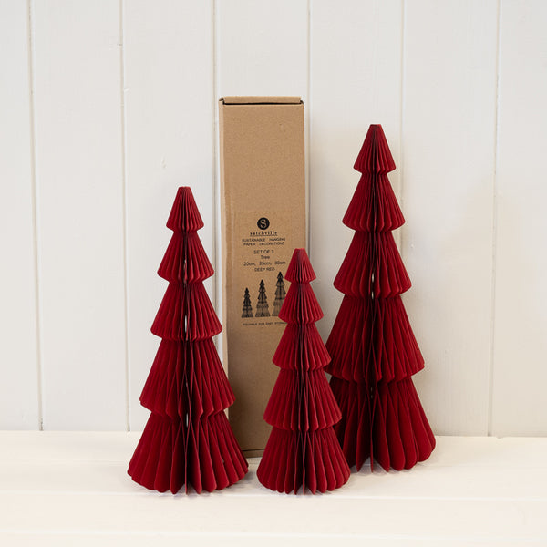 Set of 3 Red Standing Paper Trees