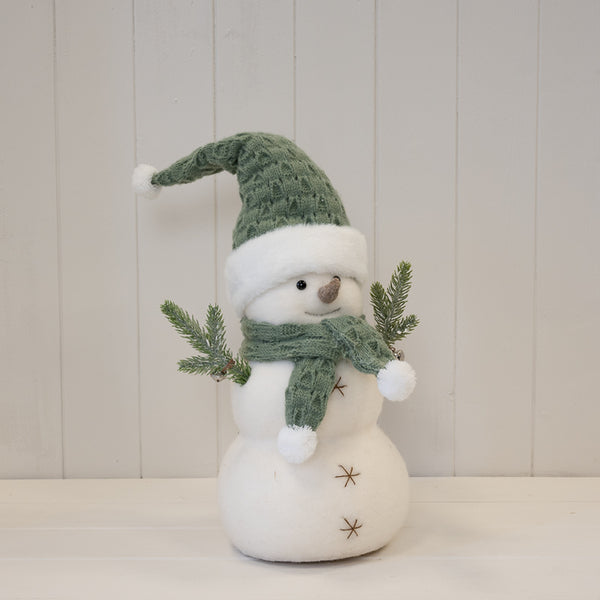 Felt Sage and White Standing Snowman