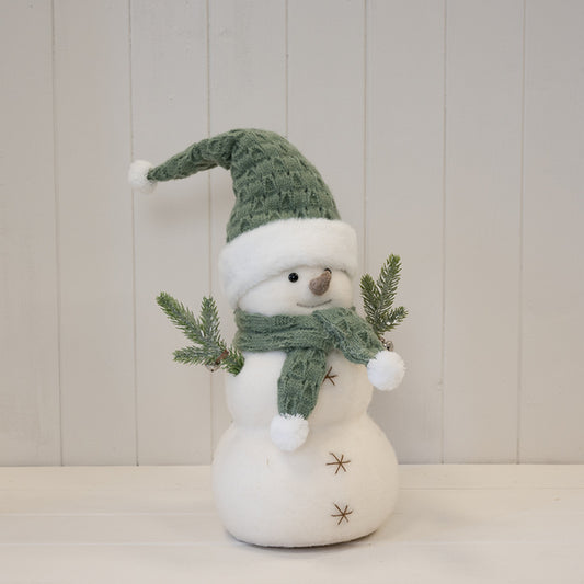 Felt Sage and White Standing Snowman