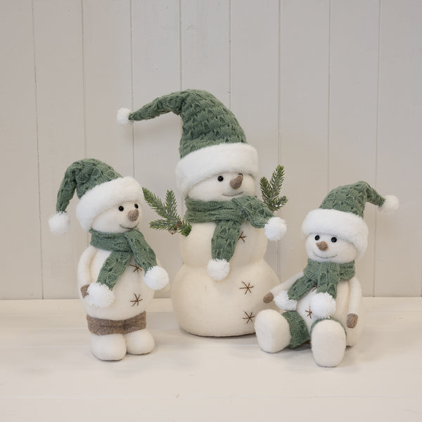 Felt Sage and White Standing Snowman