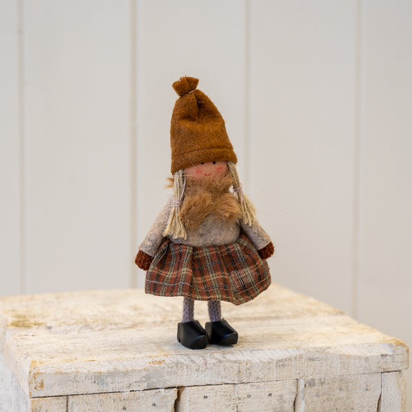 Fabric Standing Girl in Cloggs Brown