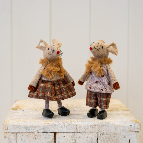 Fabric Boy Mouse In Cloggs In Winter Outfit Brown