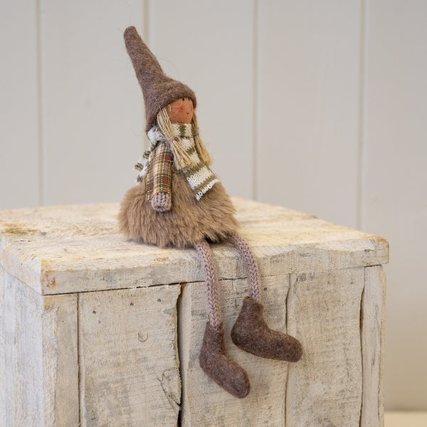 Fabric Sitting Girl in Brown