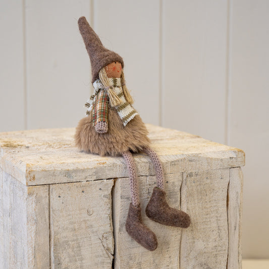 Fabric Sitting Girl in Brown