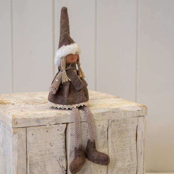 Fabric Sitting Girl in Brown