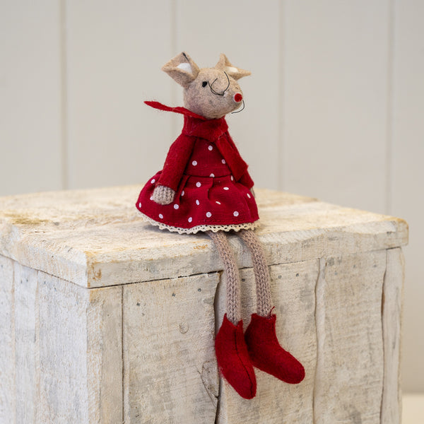 Fabric Sitting mouse in Red Outfit