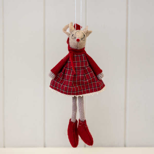 Fabric Hanging Mouse in Red Outfit