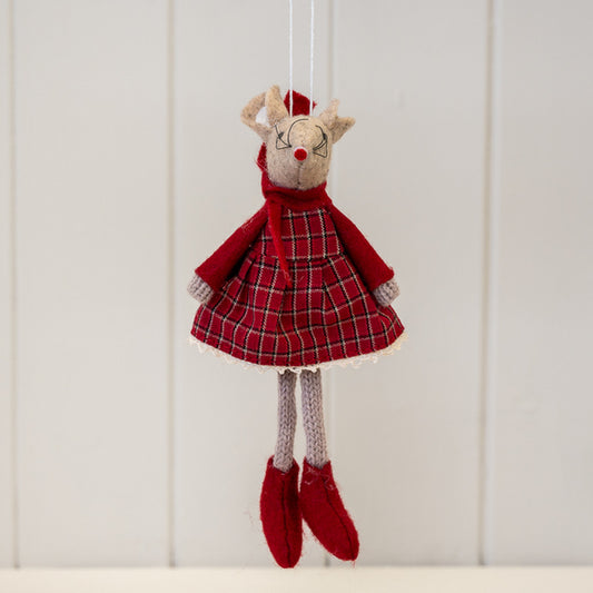 Fabric Hanging Mouse in Red Outfit