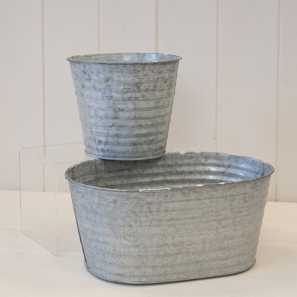 Aged Zinc Planter