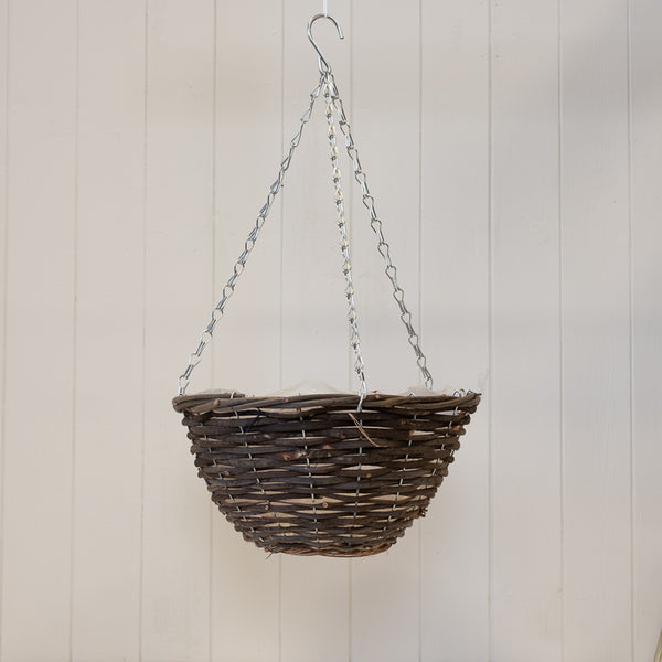 Round Brown Rattan Hanging Basket