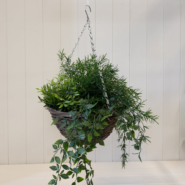Round Brown Rattan Hanging Basket