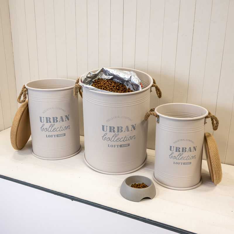 Set Of Three Cream Urban Round Storage Containers