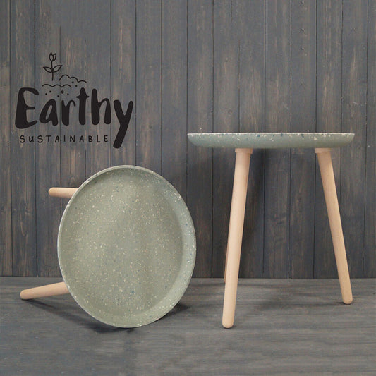 Bamboo Round Side Table - Terrazzo Sage